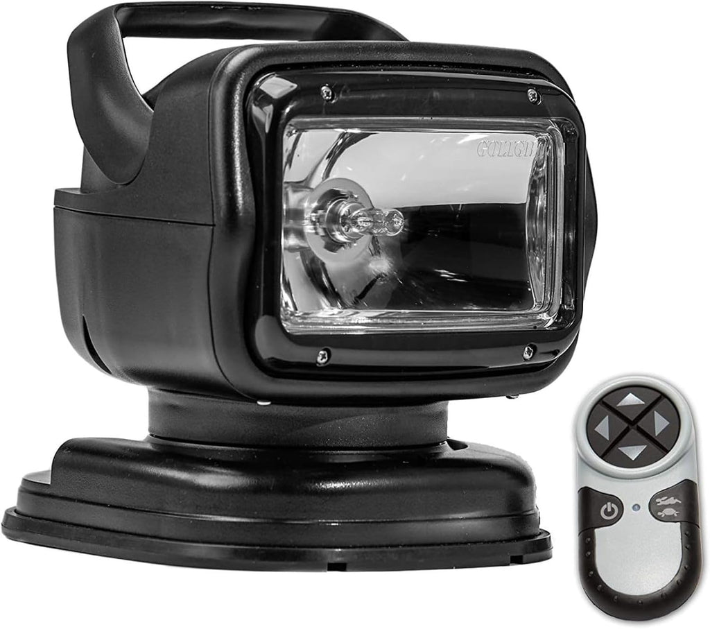 GO Light 7951GT Heavy-Duty Halogen Spotlight – Portable Mount, Wireless Handheld Remote, Black Housing | Ideal for Trucks, RVs & Marine Use