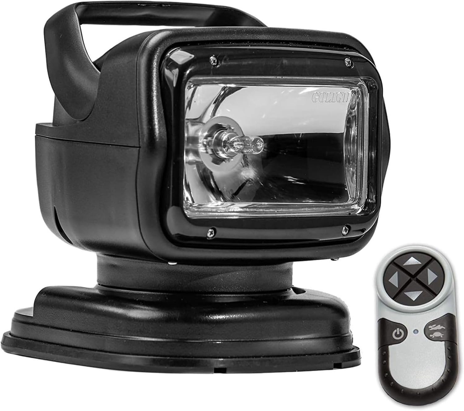 GO Light 7951GT Heavy-Duty Halogen Spotlight – Portable Mount, Wireless Handheld Remote, Black Housing | Ideal for Trucks, RVs & Marine Use