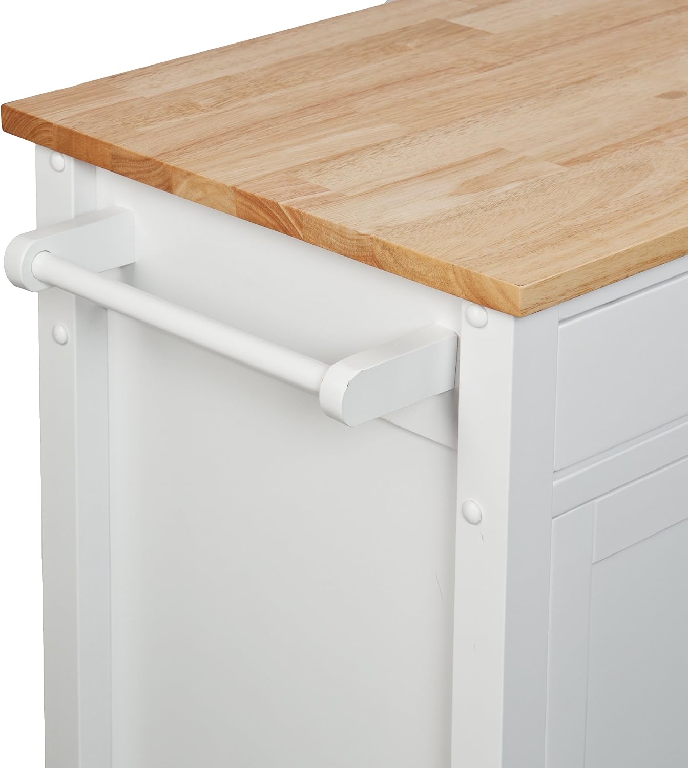 SEI Furniture - Martinville Kitchen Cart - White - Engineered Wood & Iron Metal - Transitional Design - Ideal for Kitchens, Kitchen Islands, Dining Rooms, 42' W x 19' D x 35' H (KA3277)