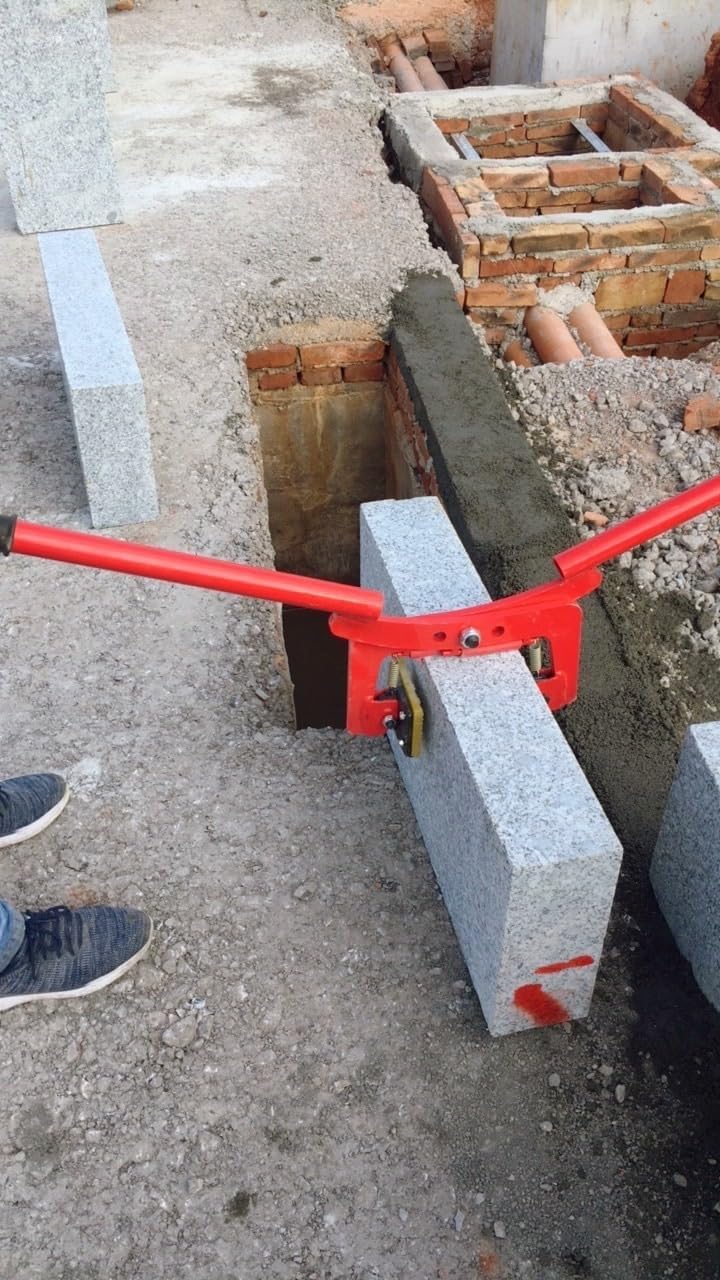 Feeding Mats Steel Plate Lifting Clamp, Double Handed Marble Clamp Paving Stone Tool, Granite Slab Carrying Curb Clamp For For Lifting And Transporting(Opening Size8-24cm/3.1-9.4in)