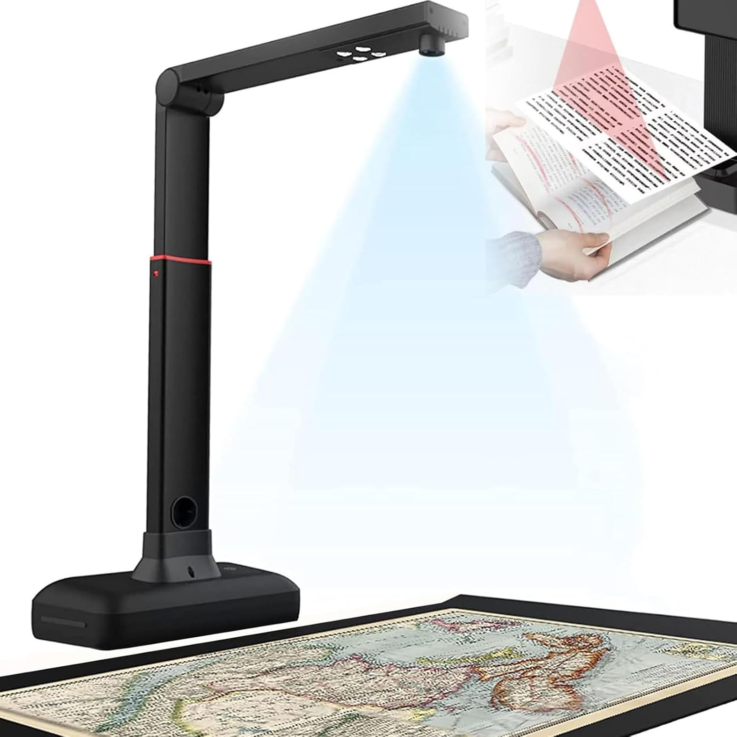 S21 Large Format Book Scanner, Capture Size a2/3, 23mp high Resolution, auto-Flatten & Fingerprint Removal Technologies, Adjustable Height, Multi-Language ocr, Run on Windows & macos.