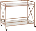 SEI Furniture - Maxton Bar Cart - Gold - Iron Metal & Mirrored Glass - Art Deco Design - Ideal for Living Rooms, Dining Rooms, Home Bars, 38.75'W x 23.3'D x 32.3'H (HZ2041)