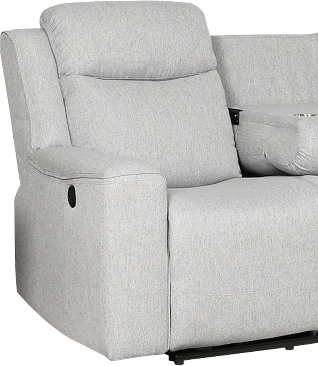 AC Pacific Amelia Upholstered Recliner Sofa with Dropdown Console and Cup Holders, Living Room Furniture with Stylish, Comfortable, and Versatile Design for Modern Homes, White