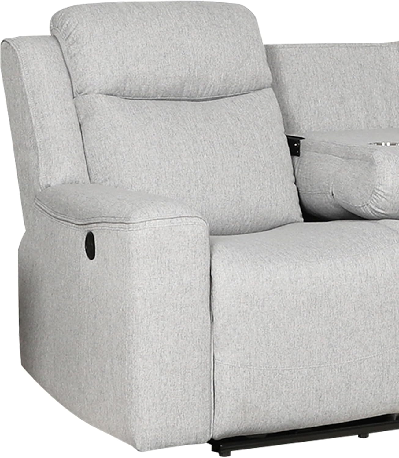 AC Pacific Amelia Upholstered Recliner Sofa with Dropdown Console and Cup Holders, Living Room Furniture with Stylish, Comfortable, and Versatile Design for Modern Homes, White
