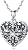 925 Sterling Silver Heart Locket Necklace for Women That Hold Pictures Ladies Jewelry Gifts
