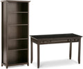 SIMPLIHOME Amherst Desk and Bookcase Bundle - 54 inch Wide Solid Wood Desk with Drawers and 30 inch Wide 5-Shelf Bookcase in Hickory Brown, Transitional Home Office Furniture (Set of 2)