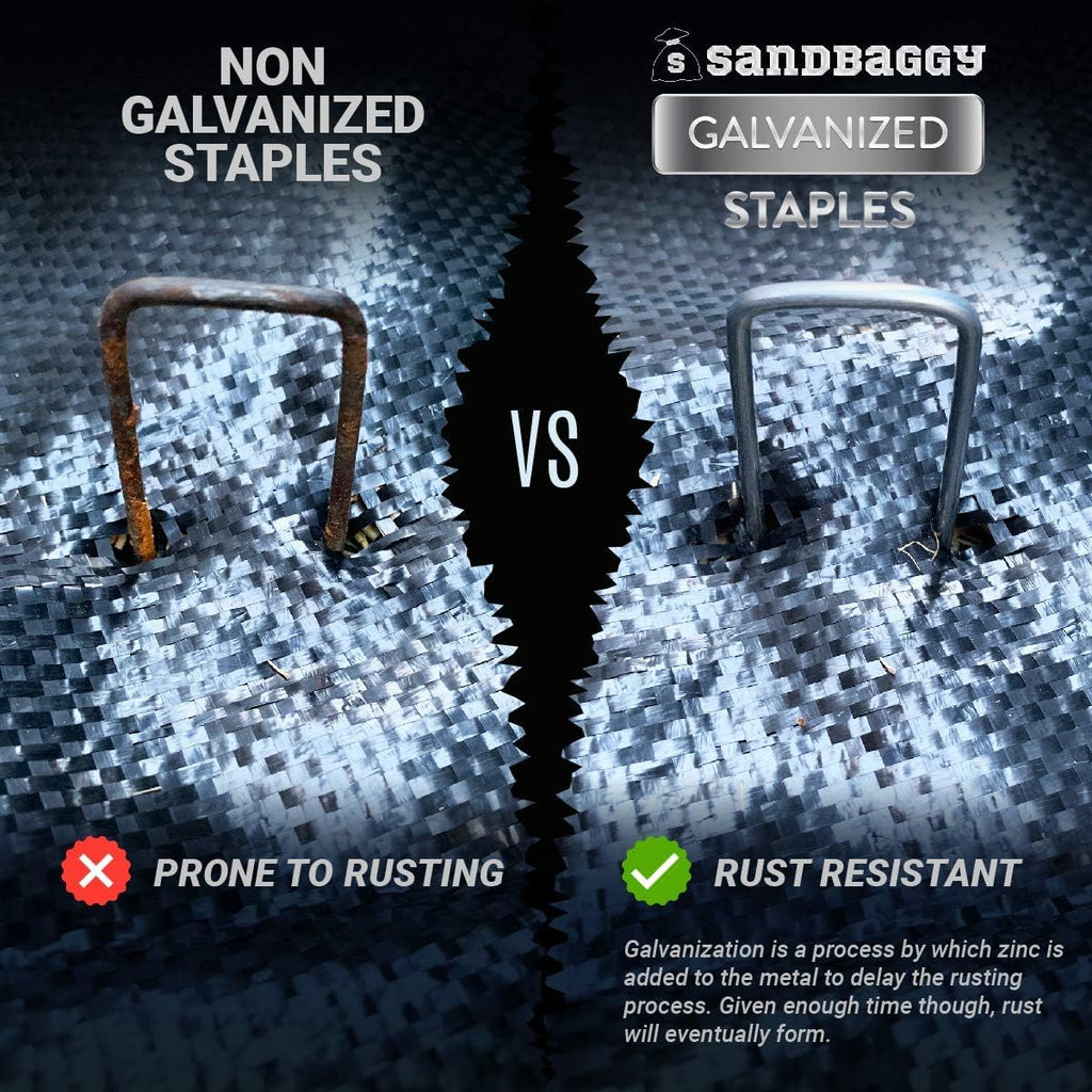 Sandbaggy 9-inch Extra Long Landscape Staples - Galvanized Anchors ~ Great for Soft Sandy Soil (500)