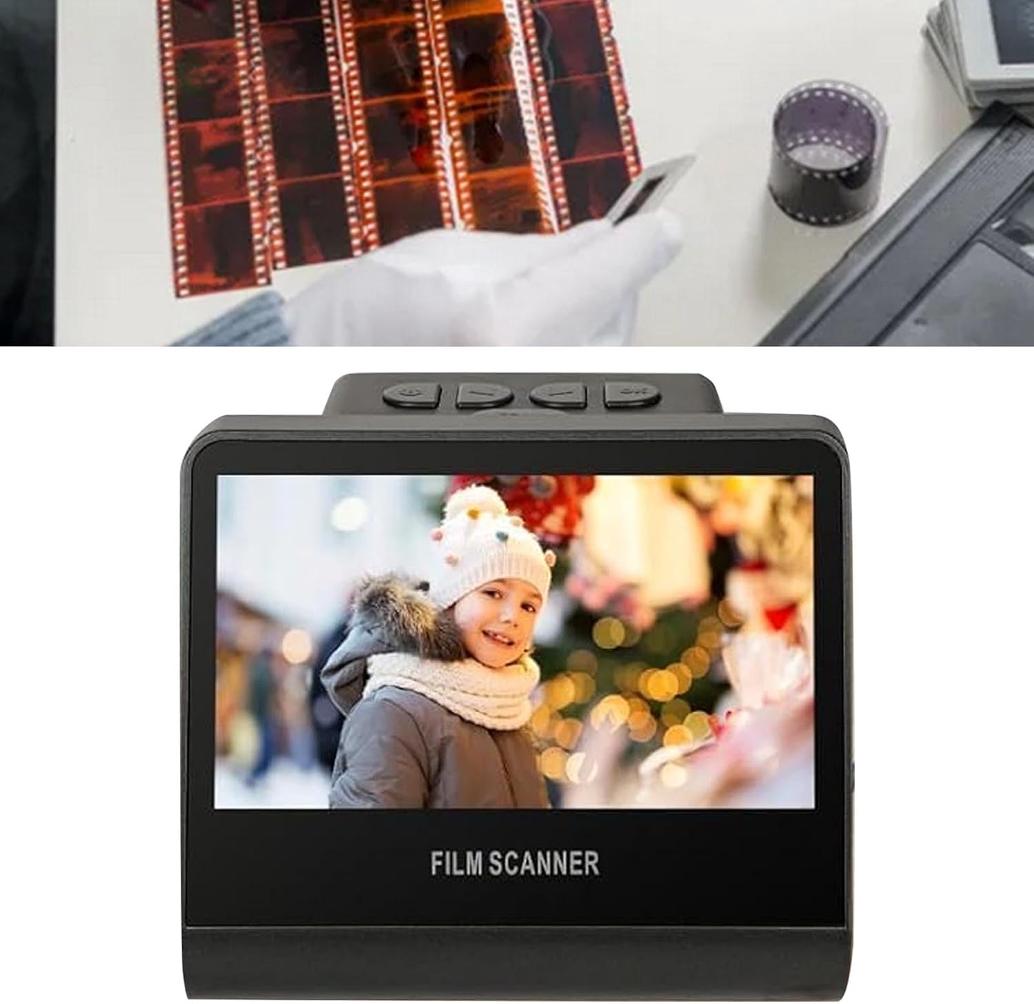 Digital Film & Slide Scanner, Converts 35mm 135 110 126 and Super 8 Films/Slides/Negatives to Digital JPG Photos, Built in 16GBMemory, 5in LCD Screen