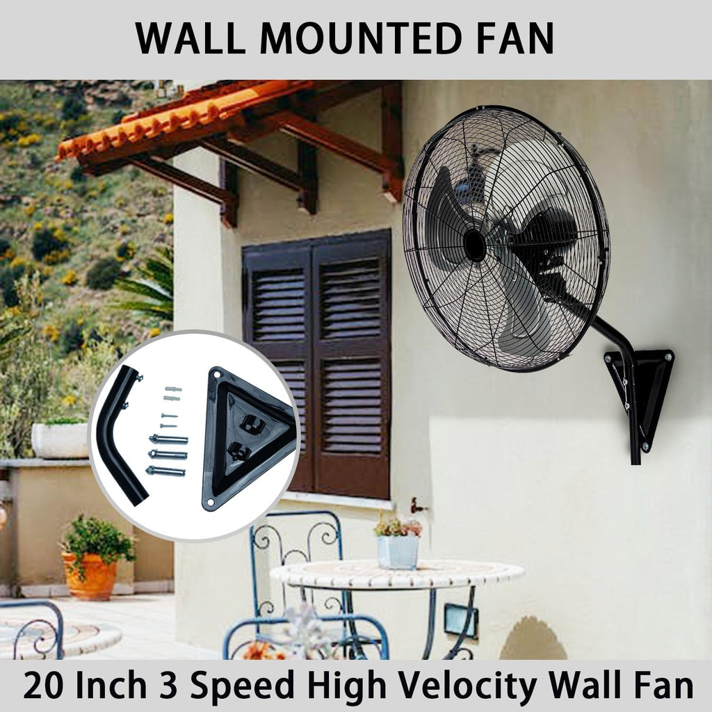 2 Pack 20' Wall Mount Fan, 7100CFM Heavy Duty Wall Fan with 3-Speed & Adjustable Tilt, High Velocity Industrial Oscillating Fans for Garage, Factory, Patio, Porch, Shop & Commercial Use - ETL Listed