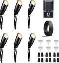 Black LED Outdoor Spotlights Kit, 6 Pack Low Voltage Landscape Lighting and 100W Transformer and 100FT Cable and 30 Wire Connectors, Aluminum Waterproof Uplights for House Garden Lawn