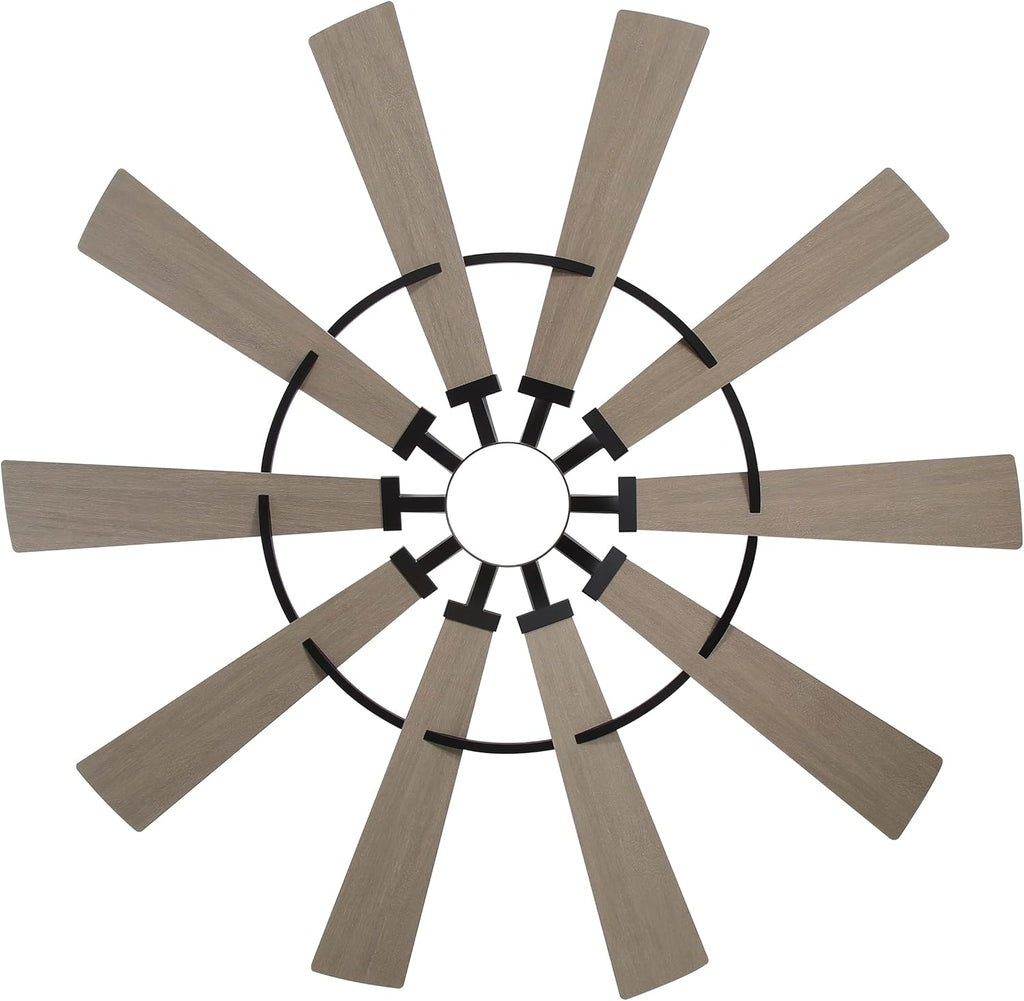 WINGBO 72' Windmill Ceiling Fan with Lights, 3 Downrod, 6-Speed Reversible DC Motor, 3CCT, 10 Blade Indoor Farmhouse DC Ceiling Fans for Kitchen Bedroom Living Room Patio, Matte Black and Grey