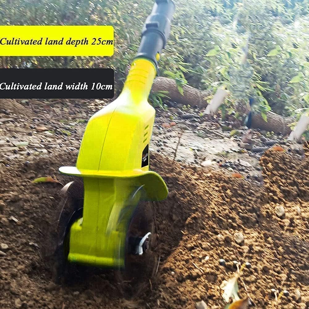 MAibuL LNNW Garden Cultivator Cordless Tiller, with A 4000mah Lithium Battery and Charger, Adjustable Handle, Portable Cultivator for Gardens for Garden, Vegetable Plots