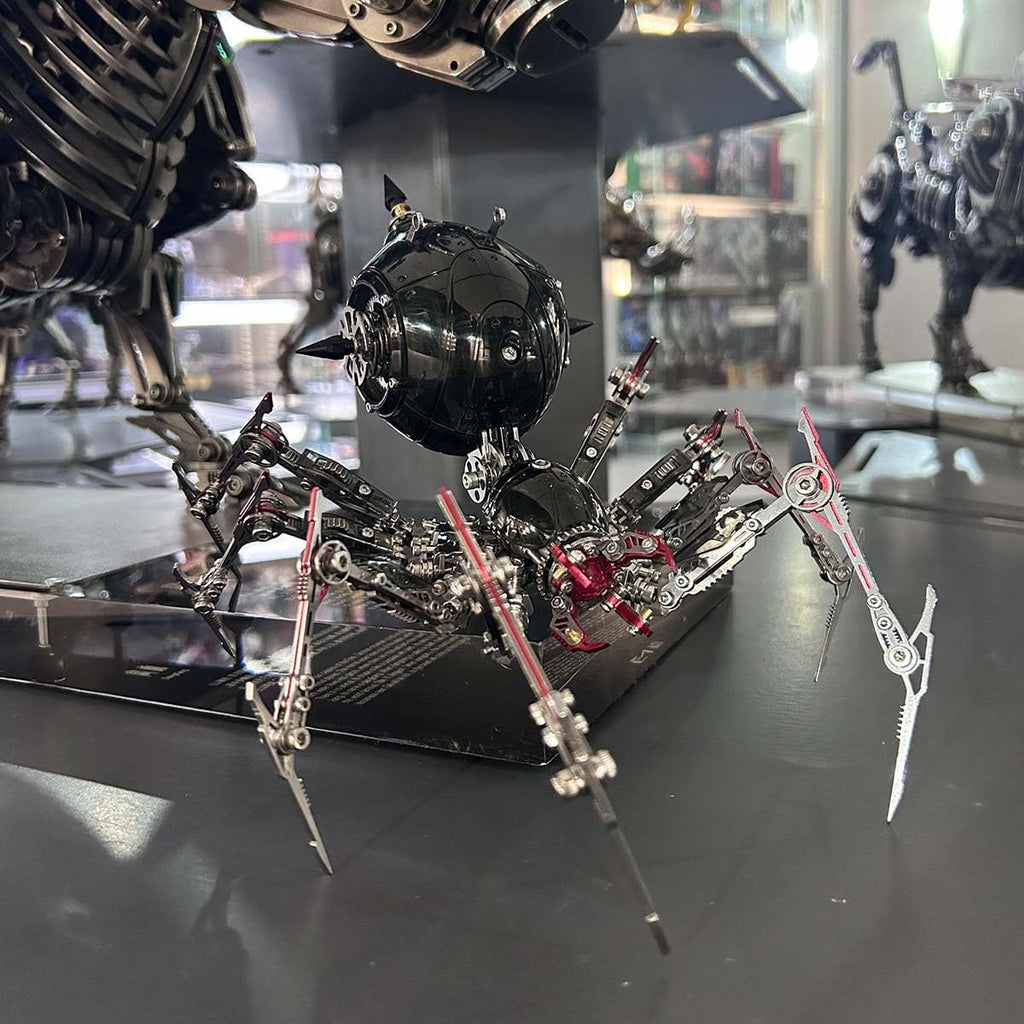 3D Metal Puzzle Spider Model Kit for Adults with Light, 602 PCS Mechanical Metal War Spider Steampunk Animal DIY Assembly Jigsaw Puzzle Model Desk Gifts for Adults