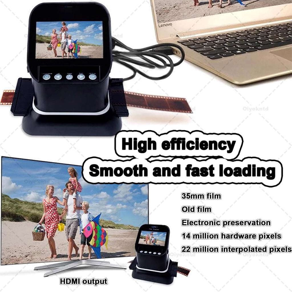 120 High Resolution Film Slide Scanner, for 35mm, 135,126,127 Negatives & Slides to Digital JPEG, Professional Film Scanner Supports Image Preview & Editing