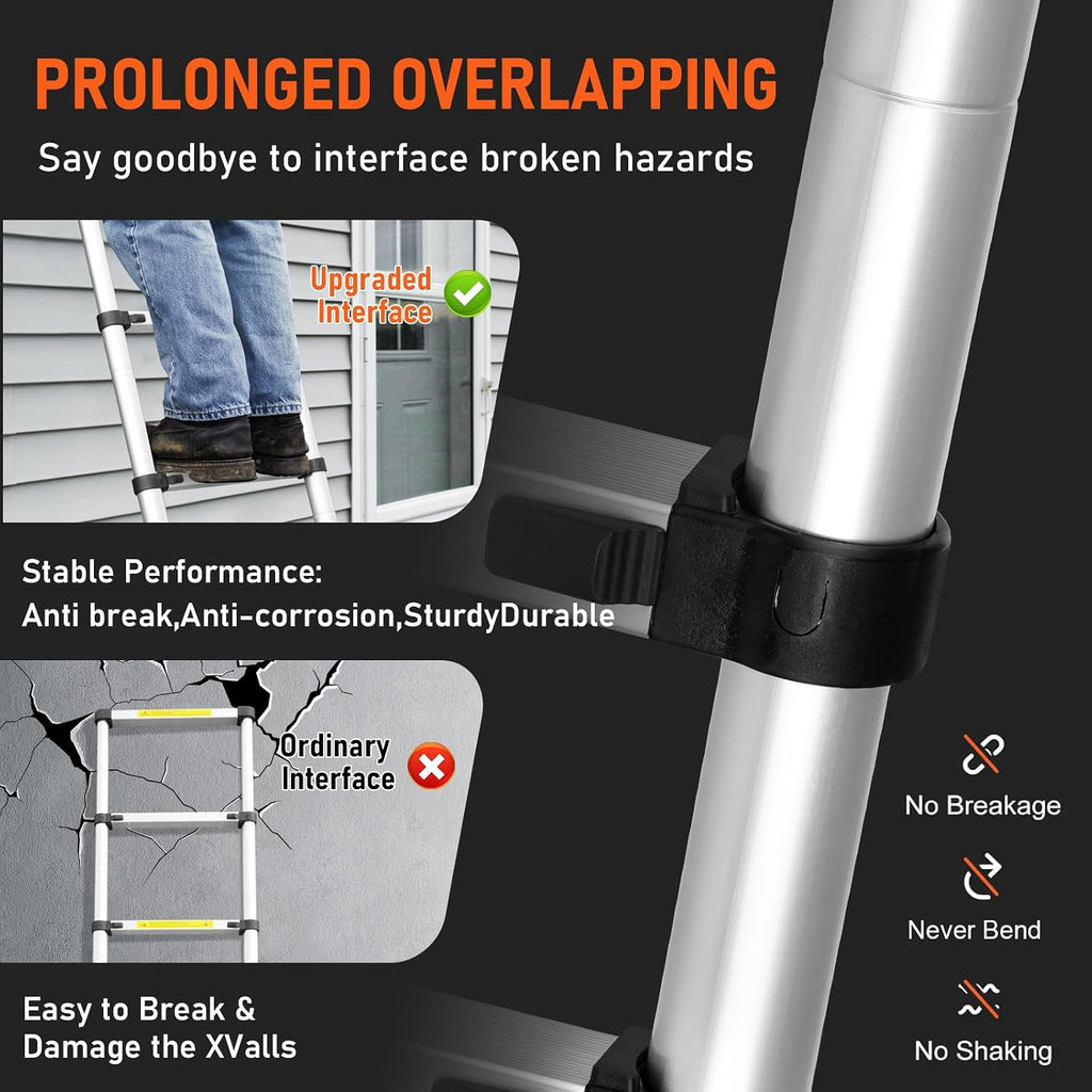 Telescoping Ladder 23.3FT Aluminum Lightweight Extension Ladder 330 Lbs Heavy Duty Non-Slip Feet Portable Folding Ladder Multi-Purpose Collapsible for Home RV Attic Outdoor Use (23.3 FT)