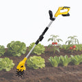 Electric Garden Tiller with 250 RPM,20 V Cordless Tiller Cultivator,Battery Powered Garden Cultivator, Portable Handheld Electric Tiller for Lawn, Yard and Soil Cultivation 2Battery