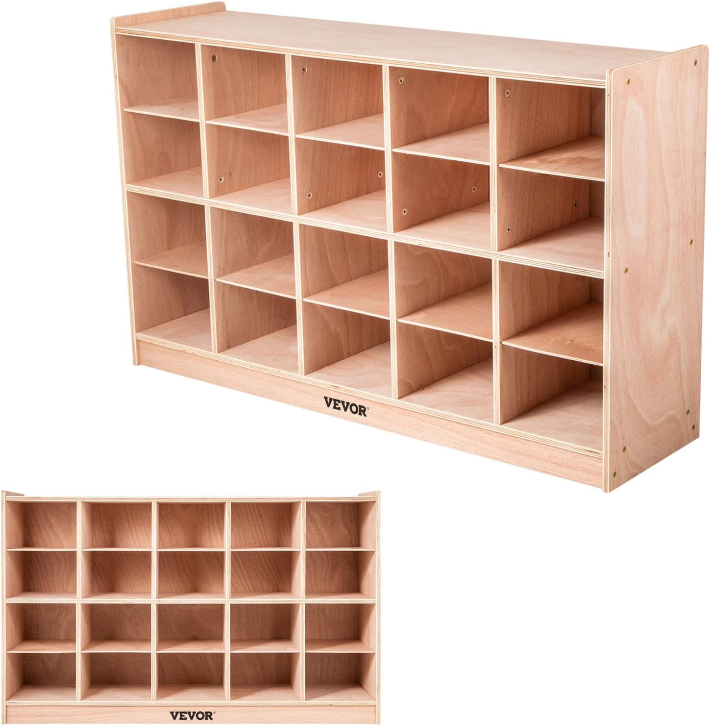 Happybuy 20-Section School Storage Locker, Wooden Storage Cabinet with 4 Casters, Classroom Cubbies for Storage, 15mm Thick Plywood Locker for Home, Office, School, Gym, Kindergarten