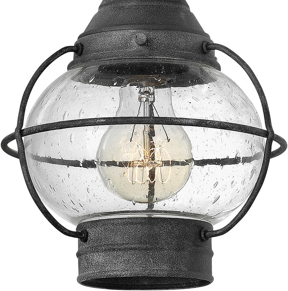 Hinkley Cape Cod 2203DZ Extra Small Outdoor Convertible Light Fixture, Flush Mount or Pendant, Even or Sloped Ceilings, Aged Zinc
