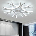 Dimmable LED Ceiling Fan with Light Alexa Compatible 6-Speed Reversible for Bedroom & Living Room Modern Design Timer Memory Function Energy Efficient (White Remote Control+APP)