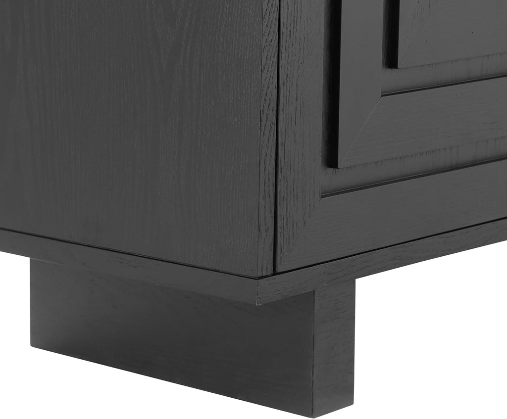 Christopher Knight Home Guke Modern Wooden Kitchen Sideboard Cabinet with Metal Handles, Rectangular Living Room Storage Cabinet with Shelves, Spacious Dining Room Cupboard with 4 Doors, Black