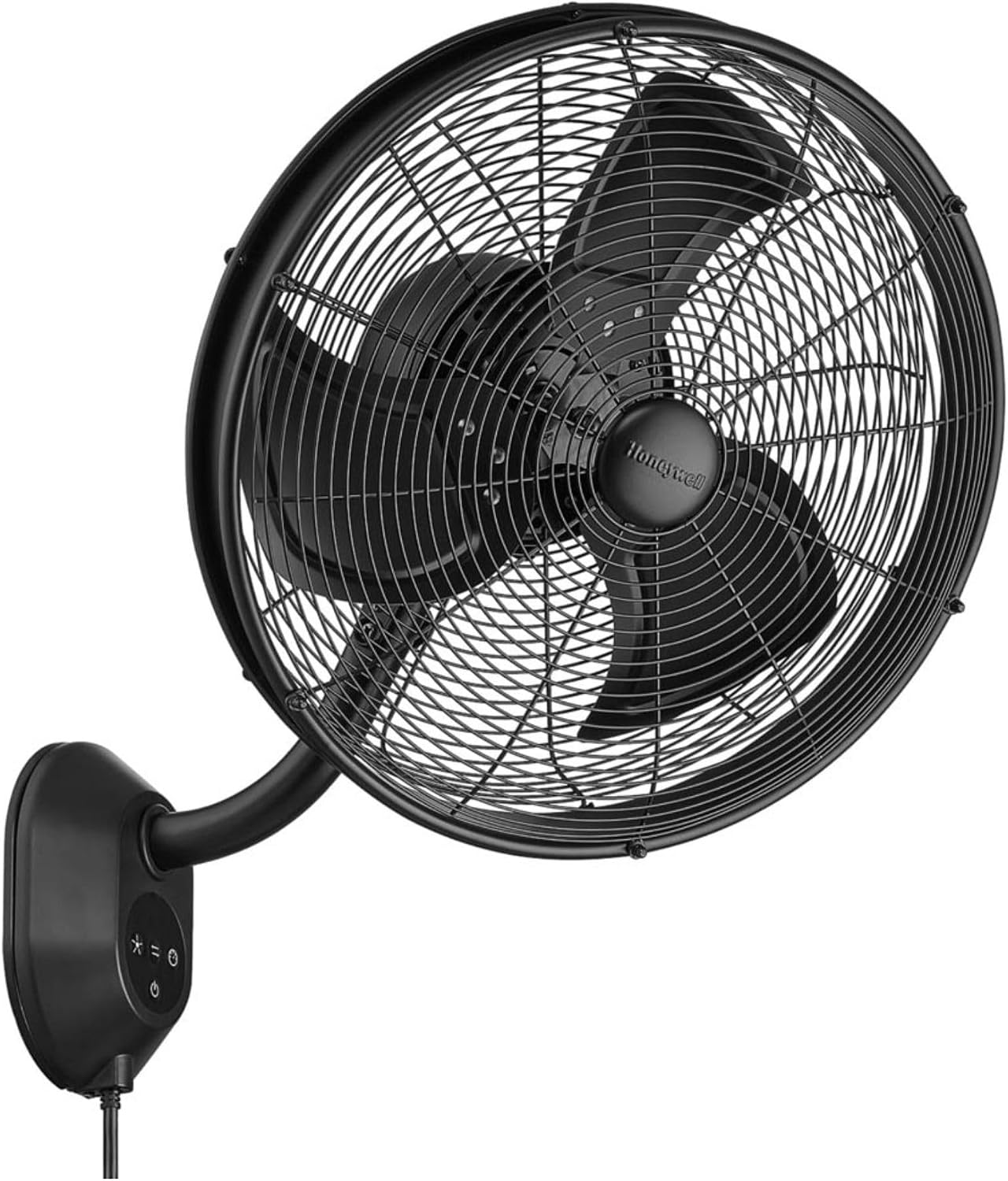Honeywell Wall Fan, Oscillating Outdoor Wet-Rated Cooling Unit with Remote, Matte Black - Powerful Airflow for Patios, Garages, or Workshops