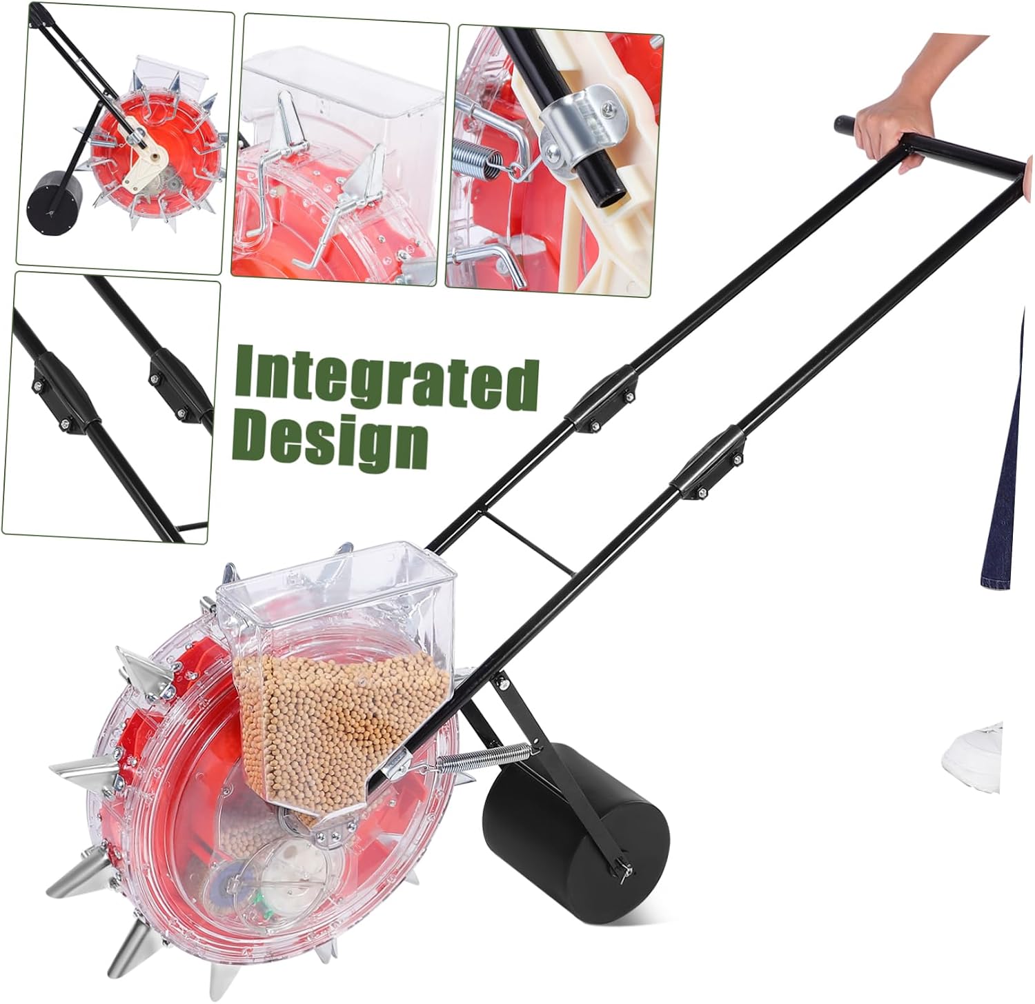 Totority Multi-Functional Hand-Push Planter Precision Roller for Sowing and Fertilizing Efficient Gardening Tool Compartment for Easy Monitoring and Reduced Strain