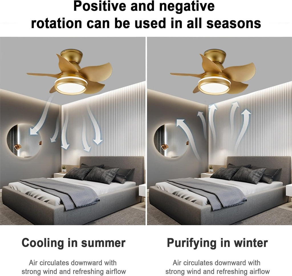 Ceiling Fans with Lights, Fans with Lights and Remote/APP Control, Modern Flush Mount Ceiling Fan, with 5 Reversible Blades 3 Colors Dimmable 6 Speeds Ceiling Fan for Bedroom/Kitchen/Dining Room/Patio