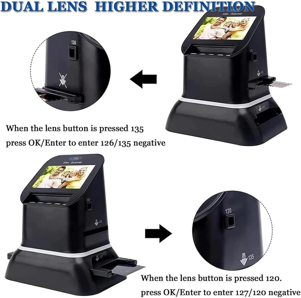 Slide Negative Scanner,22MP High Resolution Film Slide Scanner Negative Scanner, 4.3' LCD All-in-One Digital Converter with 128MB Memory for Old Photo Slides & Films