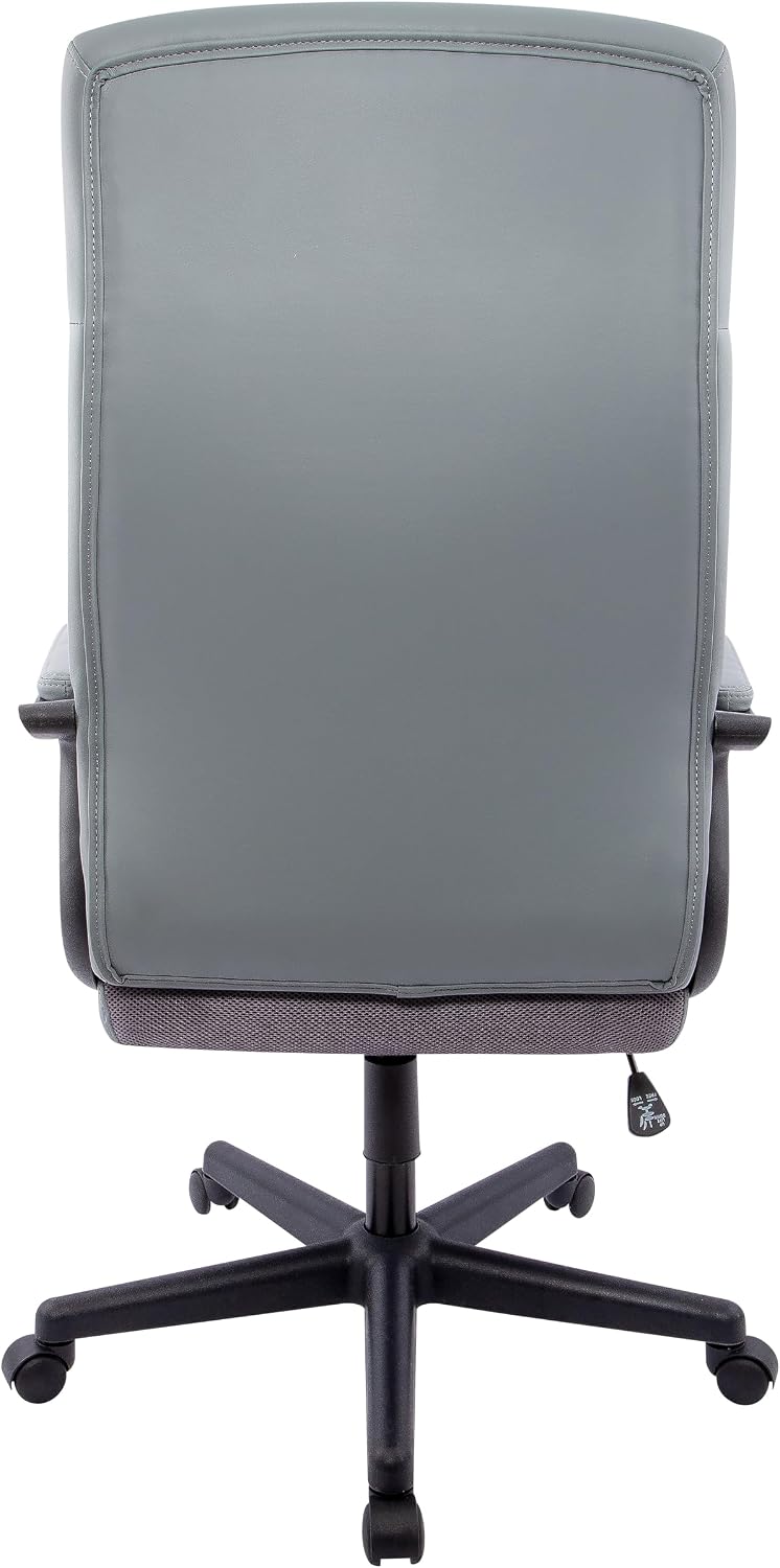STAPLES Rutherford Ergonomic Manager & Executive Office Chair, High Back Swivel, Adjustable Height, Luxura Faux Leather, Gray