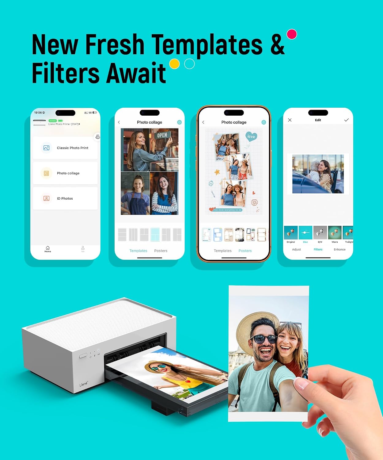 Liene M100 4x6'' Photo Printer, Wi-Fi Picture Printer, 20 Sheets, Full-Color Photo, Instant Phone Printer for iPhone, Android, Smartphone, Thermal Dye Sublimation, Portable Photo Printer for Home Use