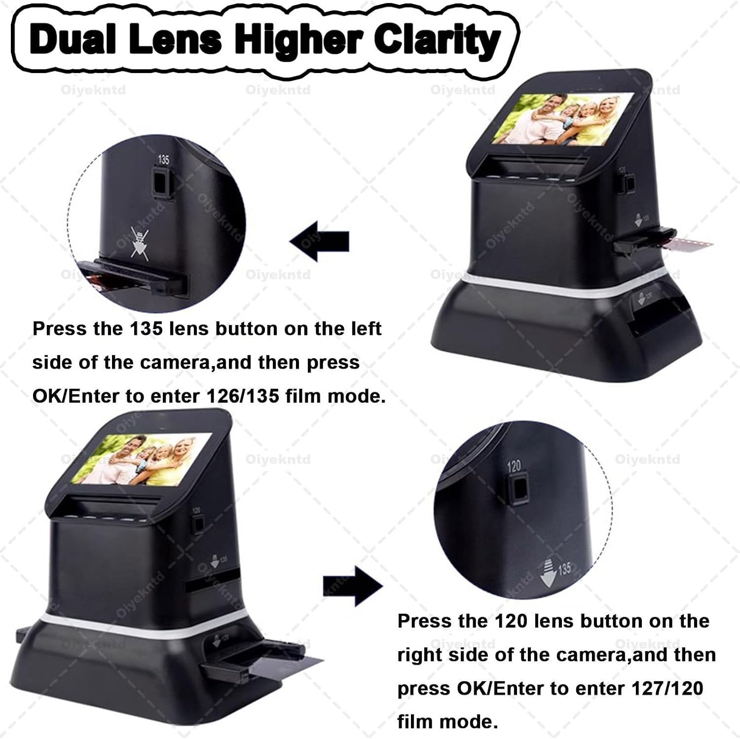120 High Resolution Film Slide Scanner, for 35mm, 135,126,127 Negatives & Slides to Digital JPEG, Professional Film Scanner Supports Image Preview & Editing