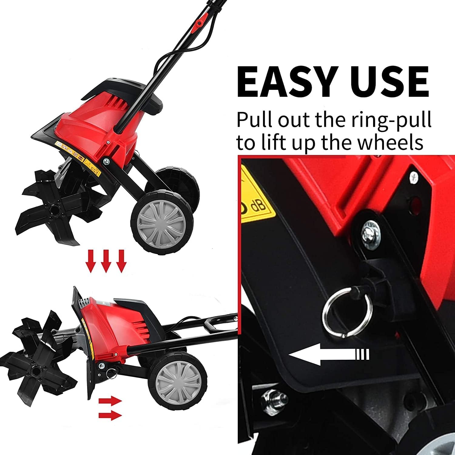GRAFFY 10 Amp Electric Garden Tiller, Rototillers Tool with 14 Inch Tilling Width & 9 Inch Working Depth, Corded Electric Tiller and Cultivator for Garden, Lawn, Digging, Weed Removal