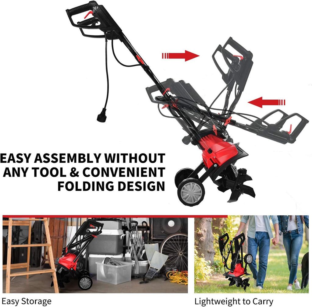 Goplus 14-Inch 10 Amp Corded Electric Tiller and Cultivator, Powerful Tillers w/ 9-Inch Tilling Depth, 4 Tines, Rototillers Tool for Garden Lawn Soil Digging
