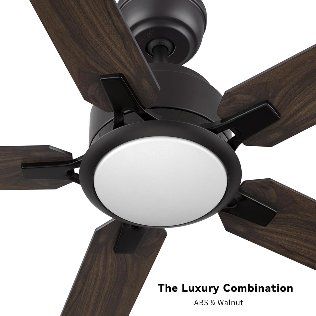 SMAFAN 52' Smart Low Profile Ceiling Fan With Lights, 10 Speeds Silent DC Motor, Farmhouse Ceiling Fan Compatible with Alexa, Siri, Google & Smart App, Indoor & Outdoor, Dark Walnut