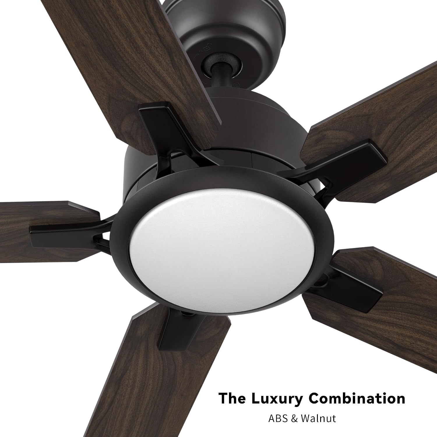 SMAFAN 52' Smart Low Profile Ceiling Fan With Lights, 10 Speeds Silent DC Motor, Farmhouse Ceiling Fan Compatible with Alexa, Siri, Google & Smart App, Indoor & Outdoor, Dark Walnut