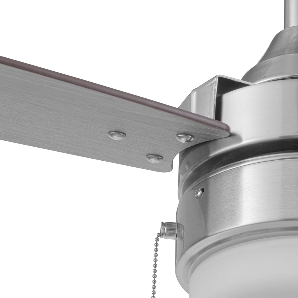 Honeywell Ceiling Fans Berryhill, 48 Inch Ceiling Fan with Color Changing LED Light, Pull Chain, Dual Mounting Options, 3 Dual Finish Blades, Reversible Airflow - 51857-01 (Brushed Nickel)