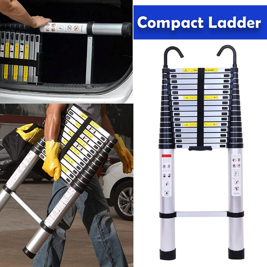 Telescoping Ladder Aluminum 20.3FT 6.2m Extension Ladder with Detachable Hooks, EN131 Standard 330lbs Load Capacity, Adjustable Height Portable Home Step Ladder Weights 36lbs