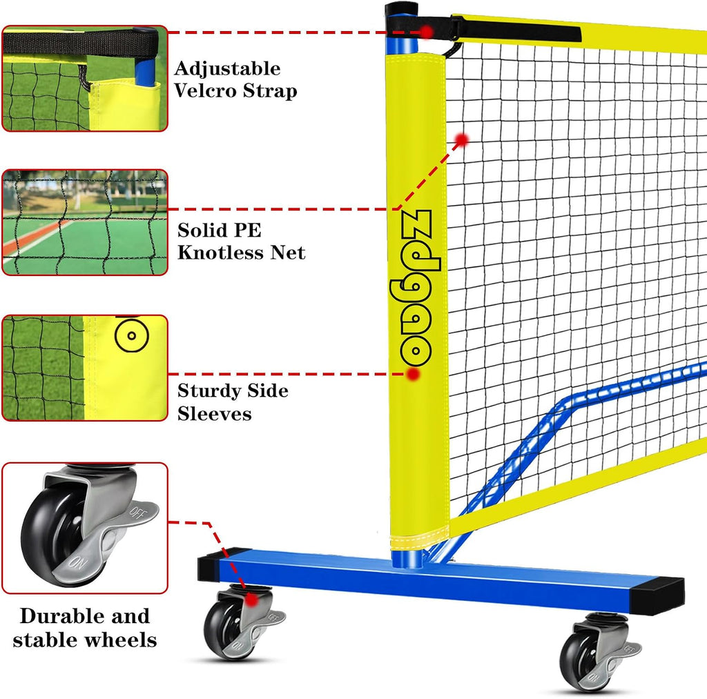 Zdgao Portable Pickleball Net with 4 Paddles Set for Indoor & Outdoor | 22 FT Regulation Size Net, Weather-Resistant Steel Frame, Outdoor Pickle balls, Easy Setup for Driveway, Backyard
