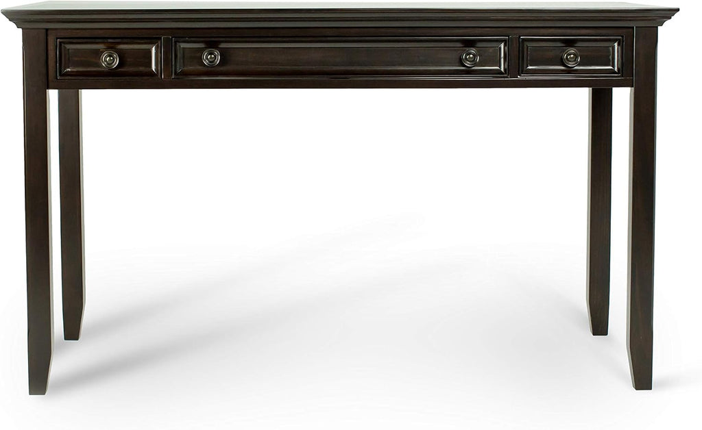 SIMPLIHOME Amherst Desk and Bookcase Bundle - 54 inch Wide Solid Wood Desk with Drawers and 30 inch Wide 5-Shelf Bookcase in Hickory Brown, Transitional Home Office Furniture (Set of 2)