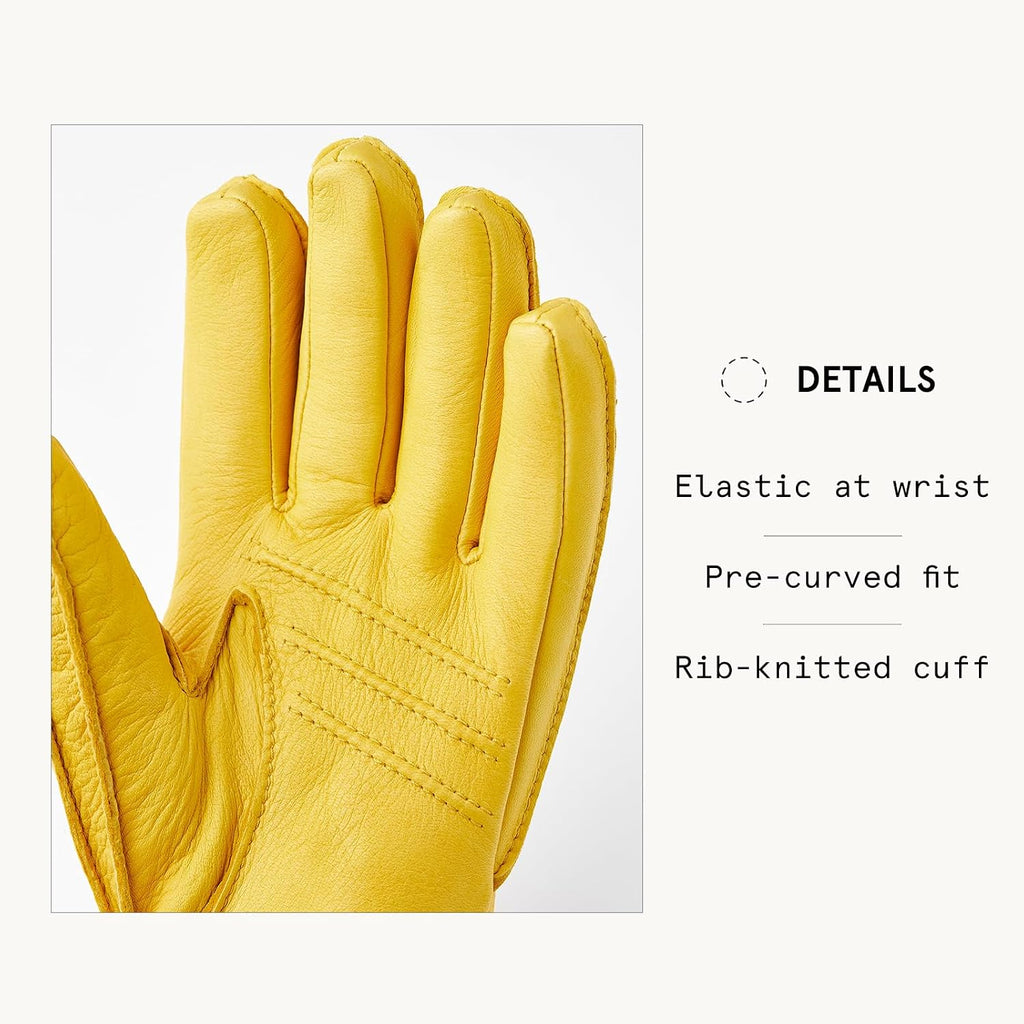 Hestra Deerskin Primaloft Rib Glove, Insulated Leather Glove for Work & Everyday Use