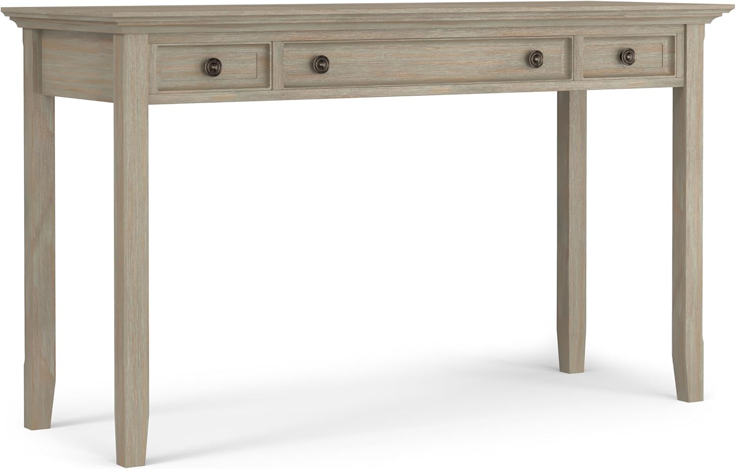 SIMPLIHOME Amherst Desk and Bookcase Bundle - 54 inch Wide Solid Wood Desk with Drawers and 30 inch Wide 5-Shelf Bookcase in Distressed Grey, Transitional Home Office Furniture (Set of 2)