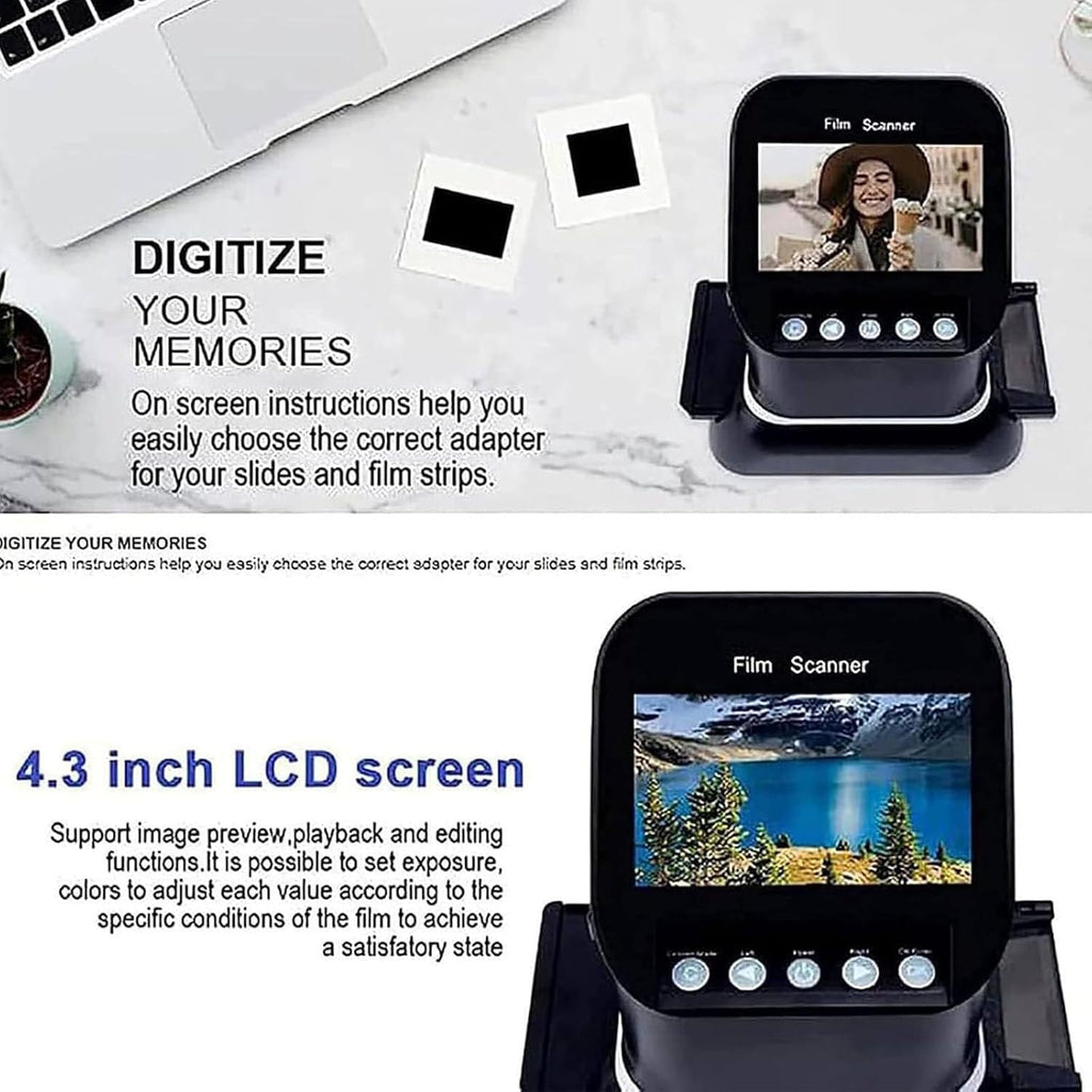 Slide Negative Scanner,22MP High Resolution Film Slide Scanner Negative Scanner, 4.3' LCD All-in-One Digital Converter with 128MB Memory for Old Photo Slides & Films