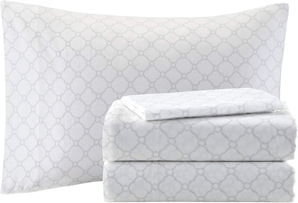Madison Park Essentials Maible Cozy Bed in A Bag Comforter with Complete Cotton Sheet Set-Floral Medallion Damask Design All Season Cover, Decorative Pillow, Queen (90 in x 90 in), Blush/Gray