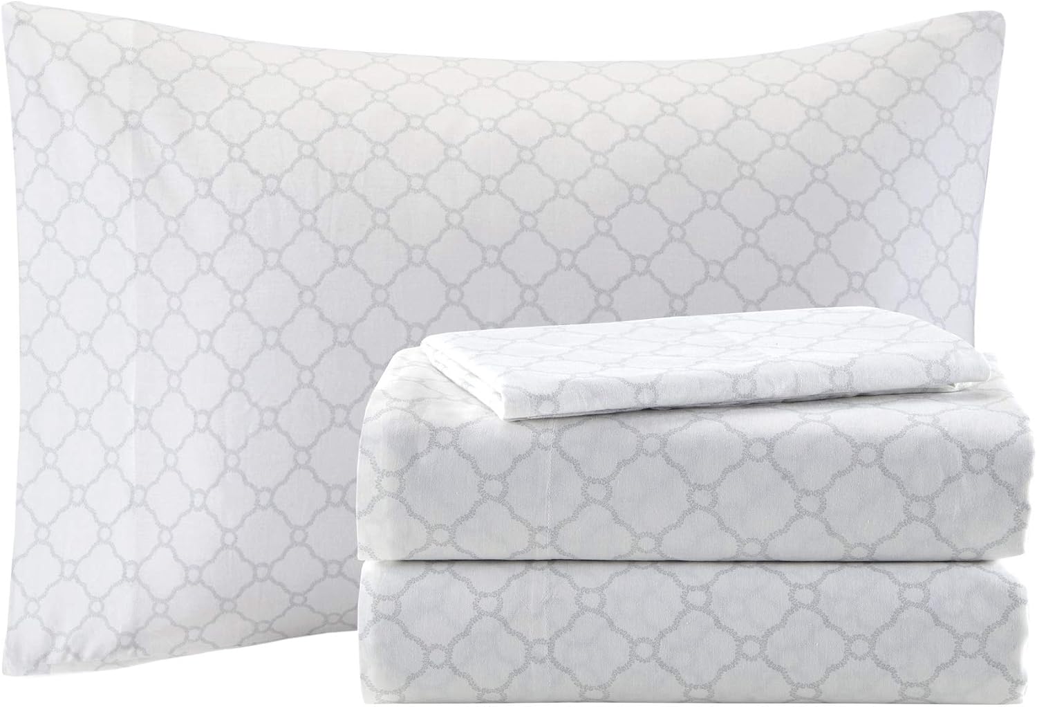 Madison Park Essentials Maible Cozy Bed in A Bag Comforter with Complete Cotton Sheet Set-Floral Medallion Damask Design All Season Cover, Decorative Pillow, Queen (90 in x 90 in), Blush/Gray