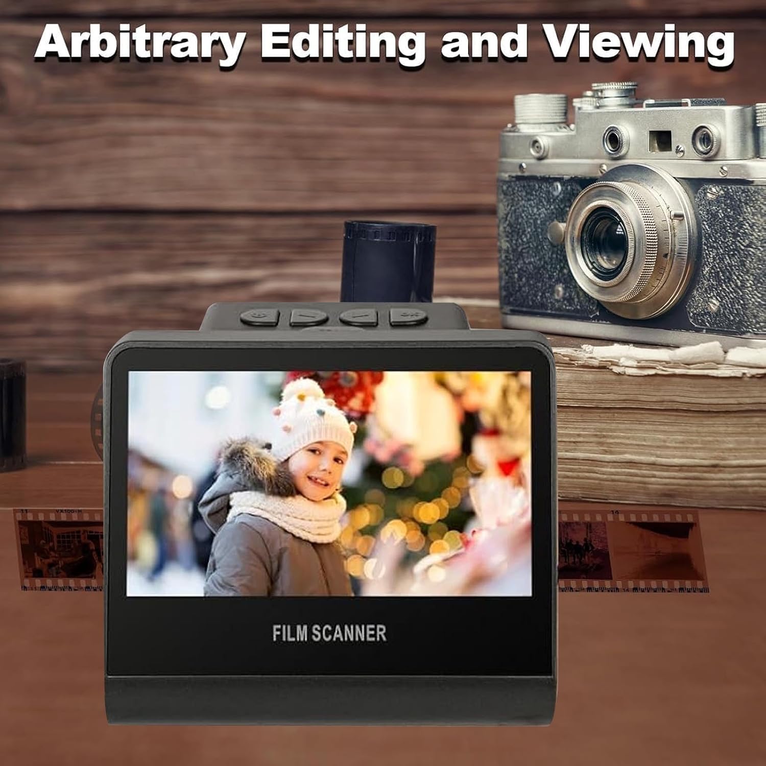 Digital Film & Slide Scanner, Converts 35mm 135 110 126 and Super 8 Films/Slides/Negatives to Digital JPG Photos, Built in 16GBMemory, 5in LCD Screen