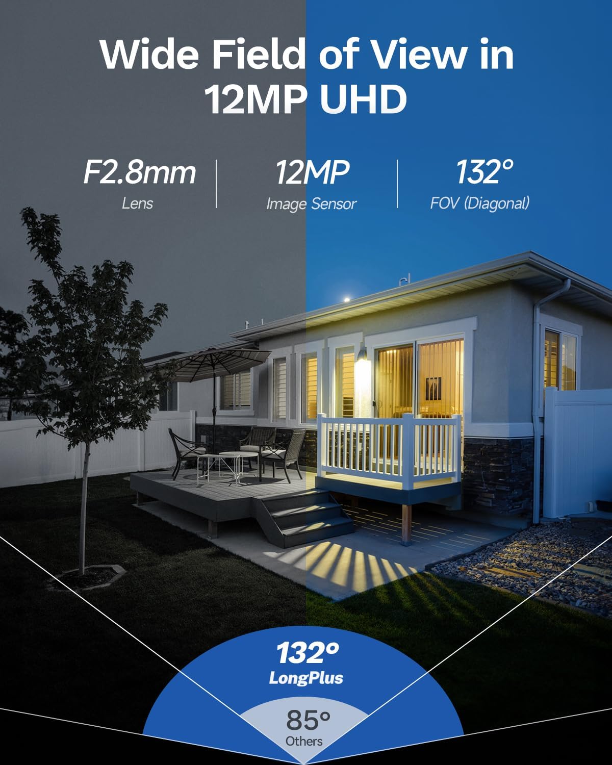 LongPlus 12MP UHD Poe Wired Security Camera Outdoor for Security Cameras System, Cameras for Outdoor Home Security Spot Lights Color Night Vision, Strobe Light Alarm & Sound CP12B1