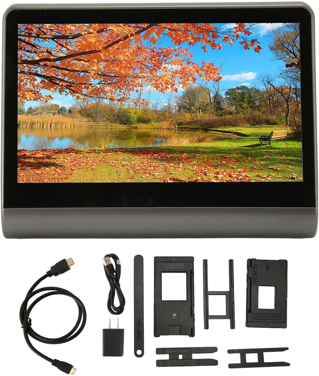 SUNGOOYUE 48MP Film Slide Scanner, 7in LED Screen Digital Film Scanner Convert 35mm 126 110 Super8 Slides to JPEG, with Rapid Feed Tray 16GB Memory, for OS (US Plug)