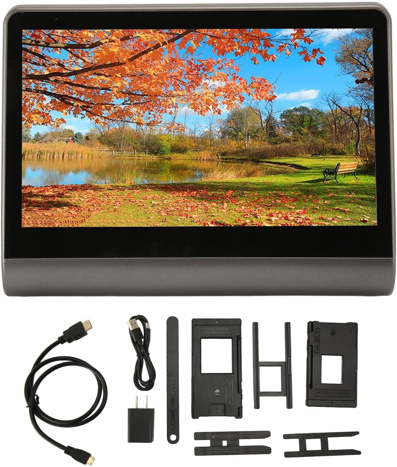 Mini Digital Film Slide Scanner, Converts 135/126/110 Super 8 Film Slides into 48MP Digital Photos, 7in 16GB Film Negative Scanner with USB C, Mini (US Plug)