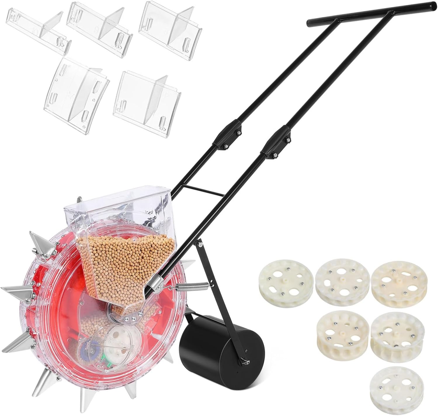 Hand-Push Planter Precision Roller for Sowing and Fertilizing Multi-Functional Gardening Tool for Efficient Planting and Growth Monitoring