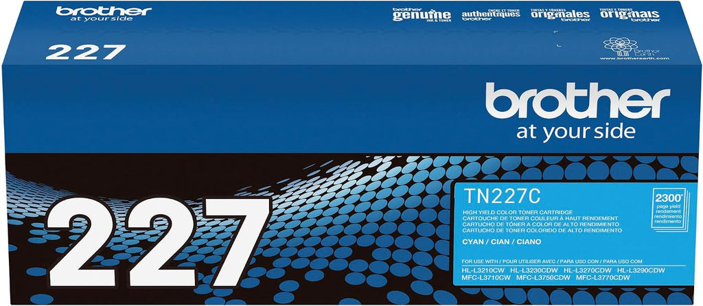 Brother Genuine TN227C, High Yield Toner Cartridge, Replacement Cyan Toner, Page Yield Up to 2,300 Pages, TN227, Amazon Dash Replenishment Cartridge 15.3 x 4.1 x 6.1 inches